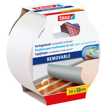 Tesa tapijttape verwijderbaar 50 mm 5 meter wit