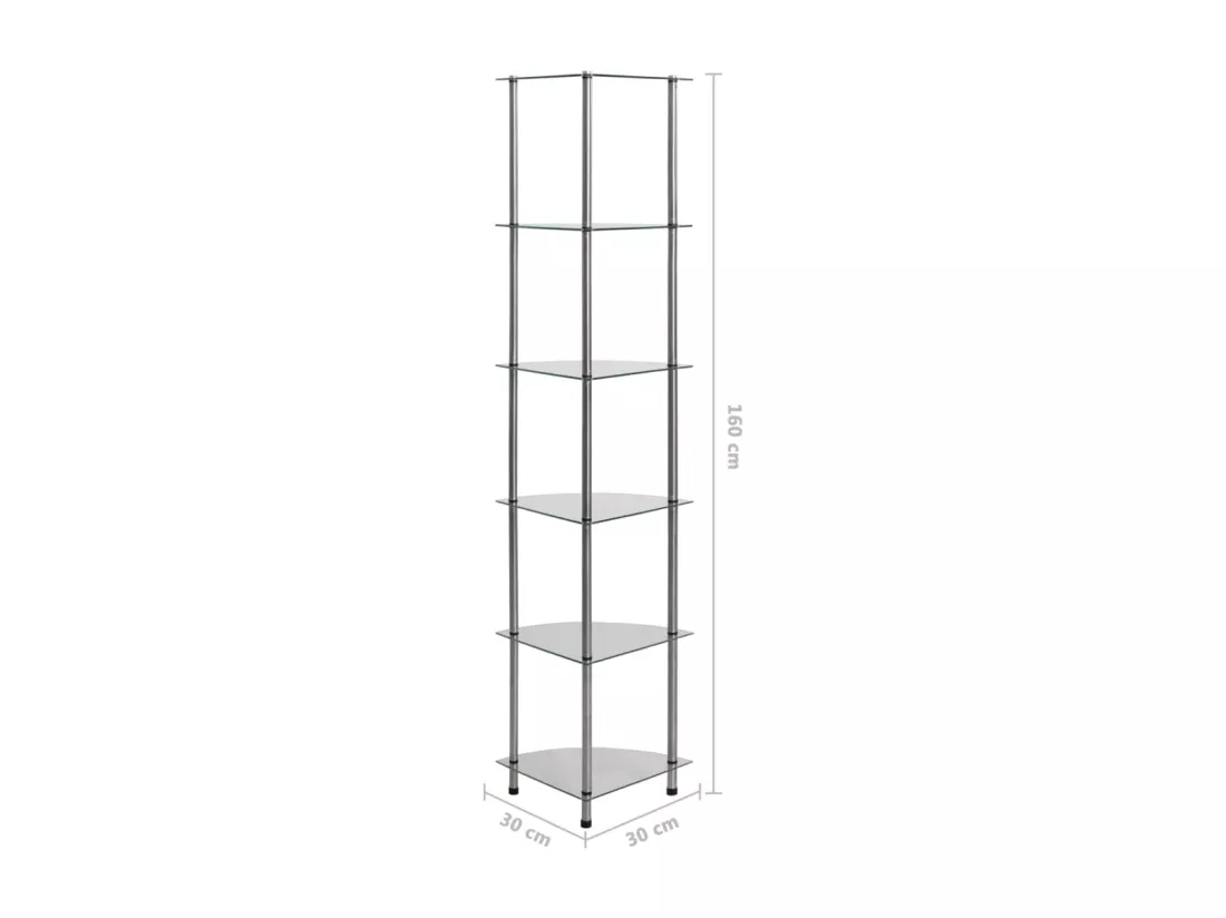 Étagère à 6 niveaux Transparent 30x30x160 cm Verre trempé