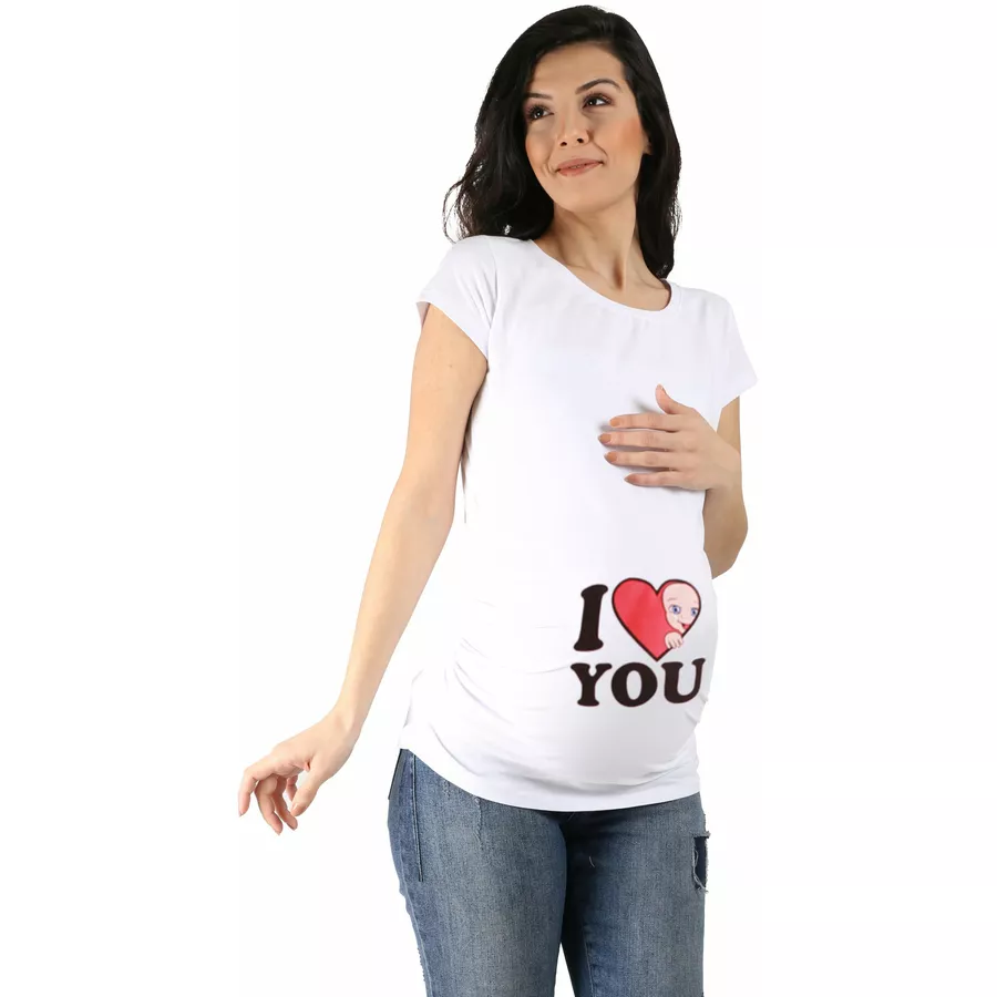 M.M.C. Umstandsshirt I Love You mit Motiv Weiß