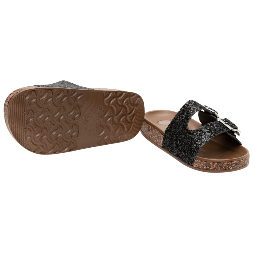 Sandales pailletées à boucles fantaisie