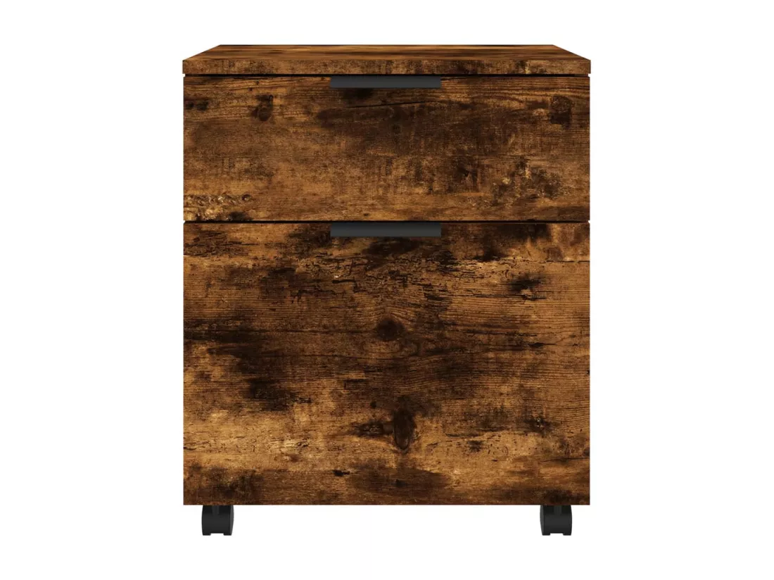 Classeur mobile avec roues Chêne fumé 45x38x54 cm Bois