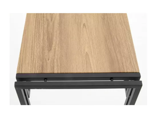 Console plateau style chêne doré et pieds en acier noir Aqua