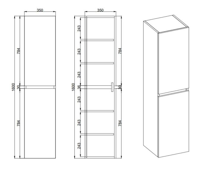 Fontana Rovigo kolomkast 160x35x35 beach eiken