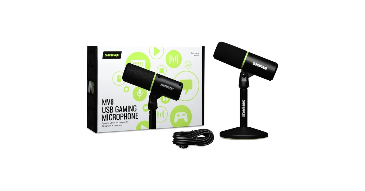 SHUREMV6 USB gaming microfoon  (Zwart/groen)