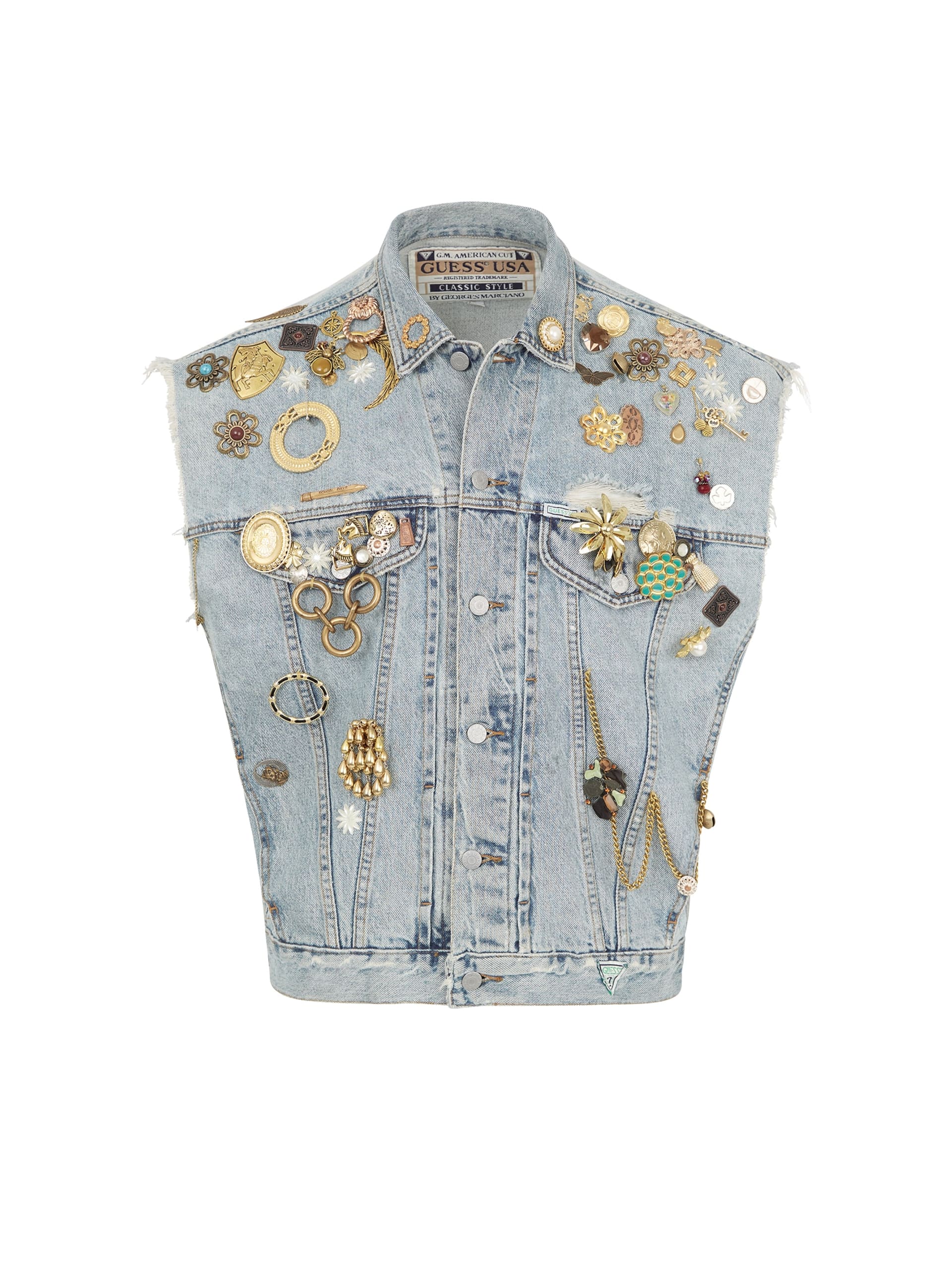 colete jeans bordado