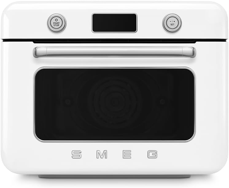 Smeg, COF01WHEU, Dampf-Kombibackofen, 10 Kochfunktionen, 33 automatische Rezepte, abnehmbarer Tank, Dampfgaren, Entkalkungsfunktion, 1800 W Leistung Weiß