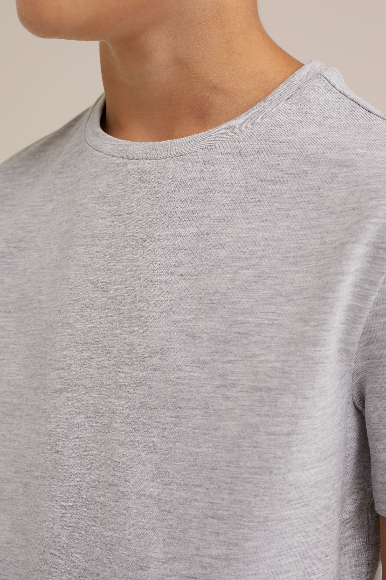 Jongens basic T-shirt met ronde hals WE Fashion Lichtgrijs