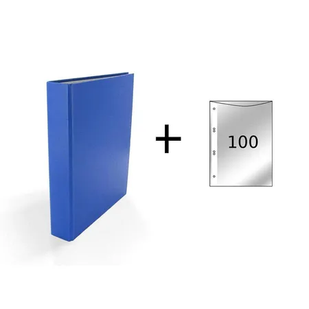 Livepac Office Ringbuch 4-Ring Mechanik, DIN A5, blau + 100 Prospekthüllen