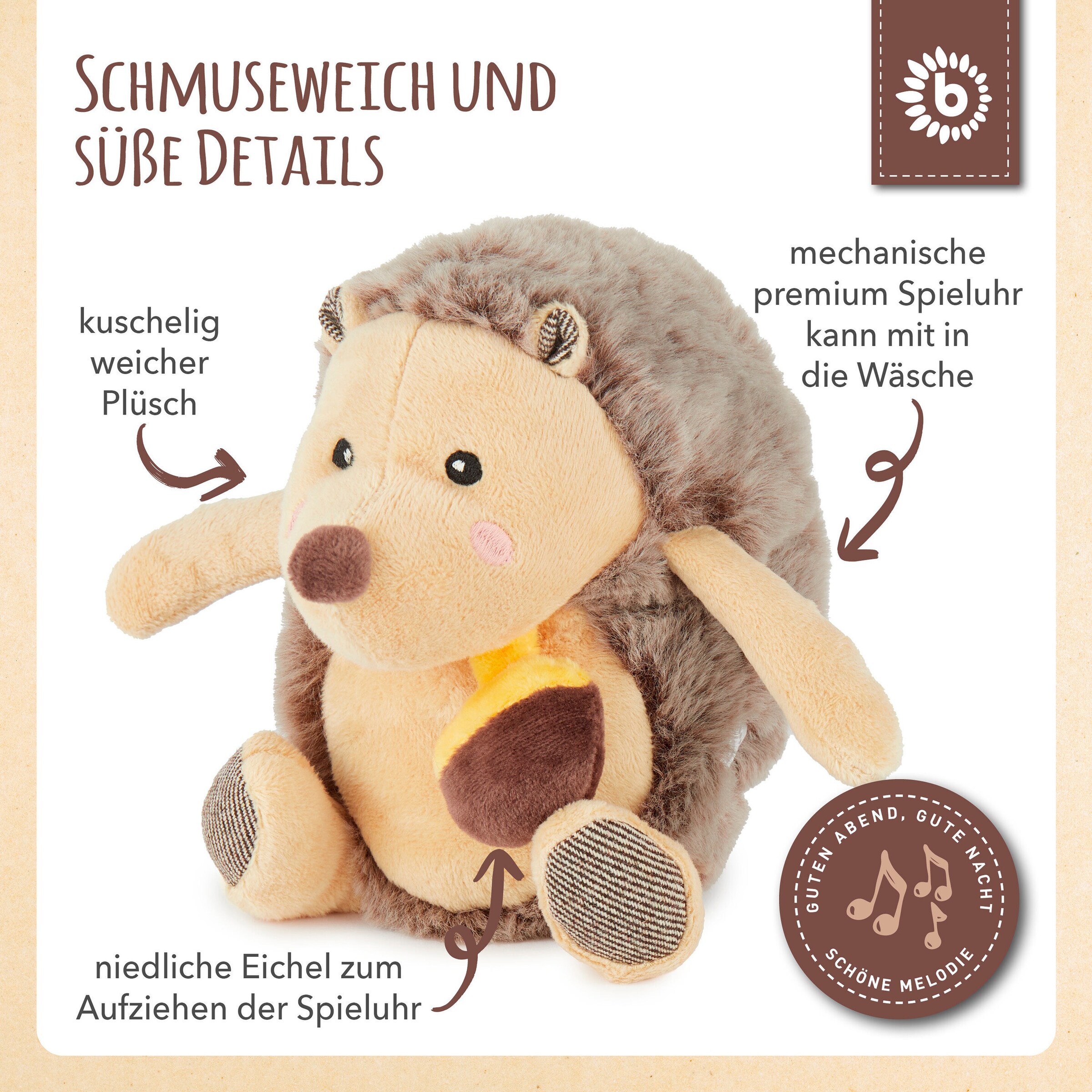 Bieco Musikspieluhr Igel - ab Geburt Braun
