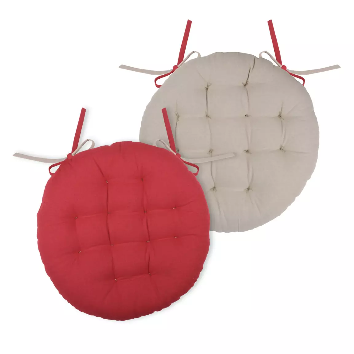 Coussin de chaise rond (38 cm) Duo Rouge