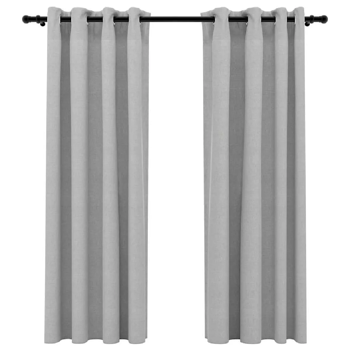 VidaXL Rideaux occultants effet lin 140x175 cm - Gris