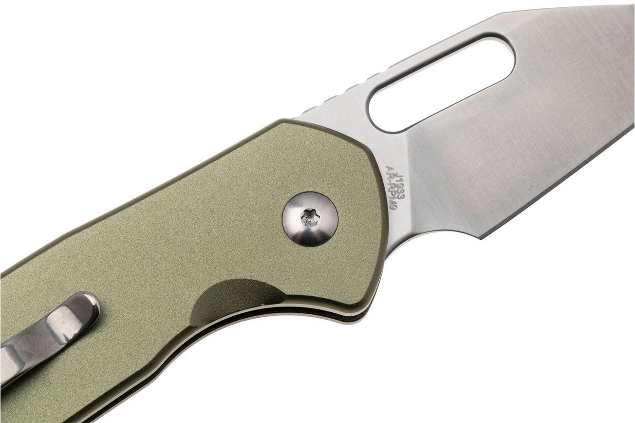 CJRB Mini Pyrite J1933-GN, Satin AR-RPM9, Green Aluminium, zakmes