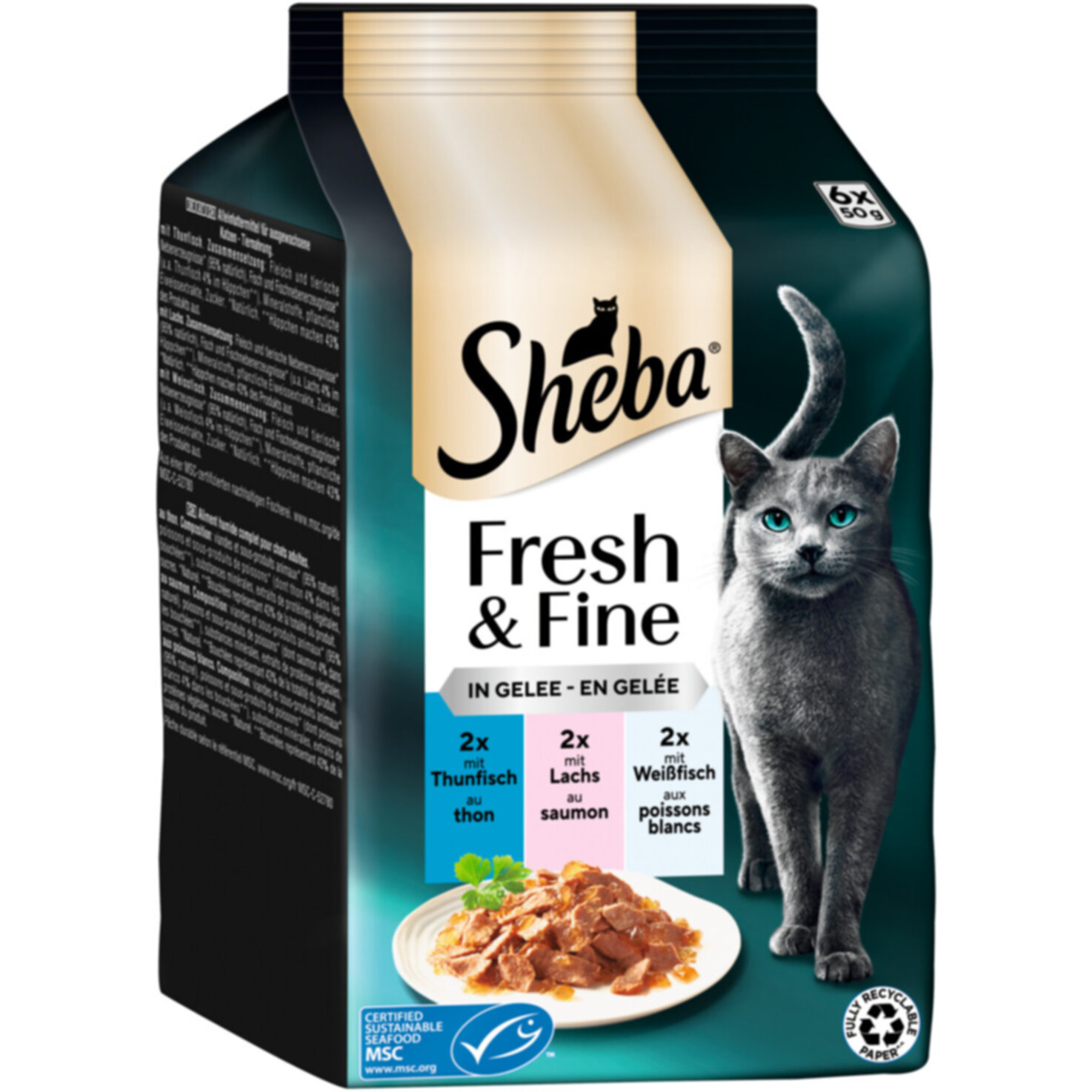 Sheba Fresh & Fine Katzenfutter in Gelée Fisch Variation 6x50g