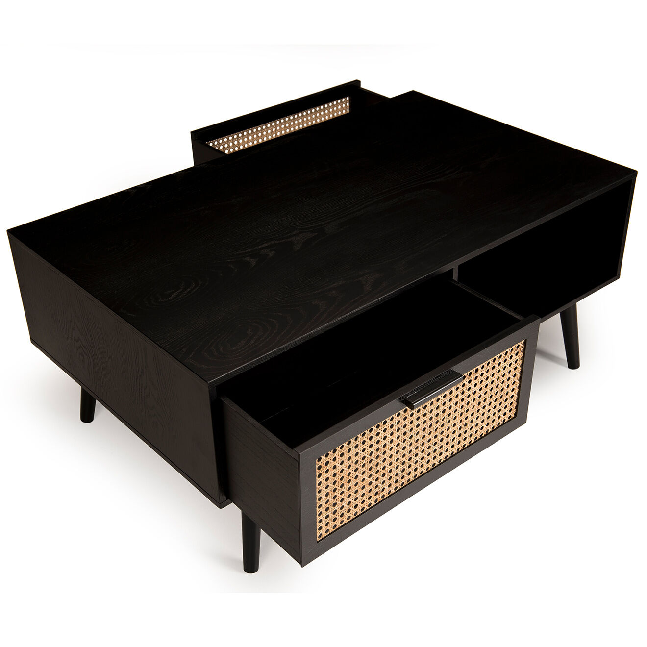 Macabane Table basse Angelo 2 Tiroirs Bois/Noir - 100x60x44.5 cm