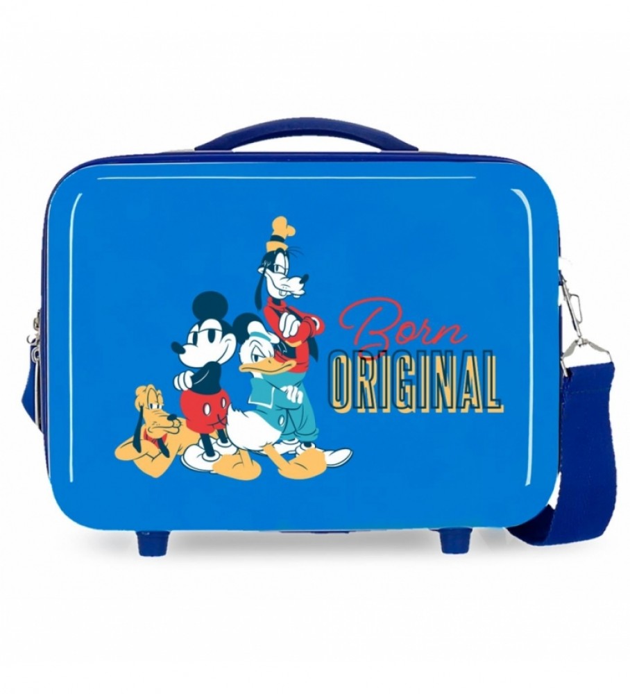 Nécessaire Joumma Bags em ABS com estampa do Mickey Born, modelo original, cor azul (29x21x15cm)