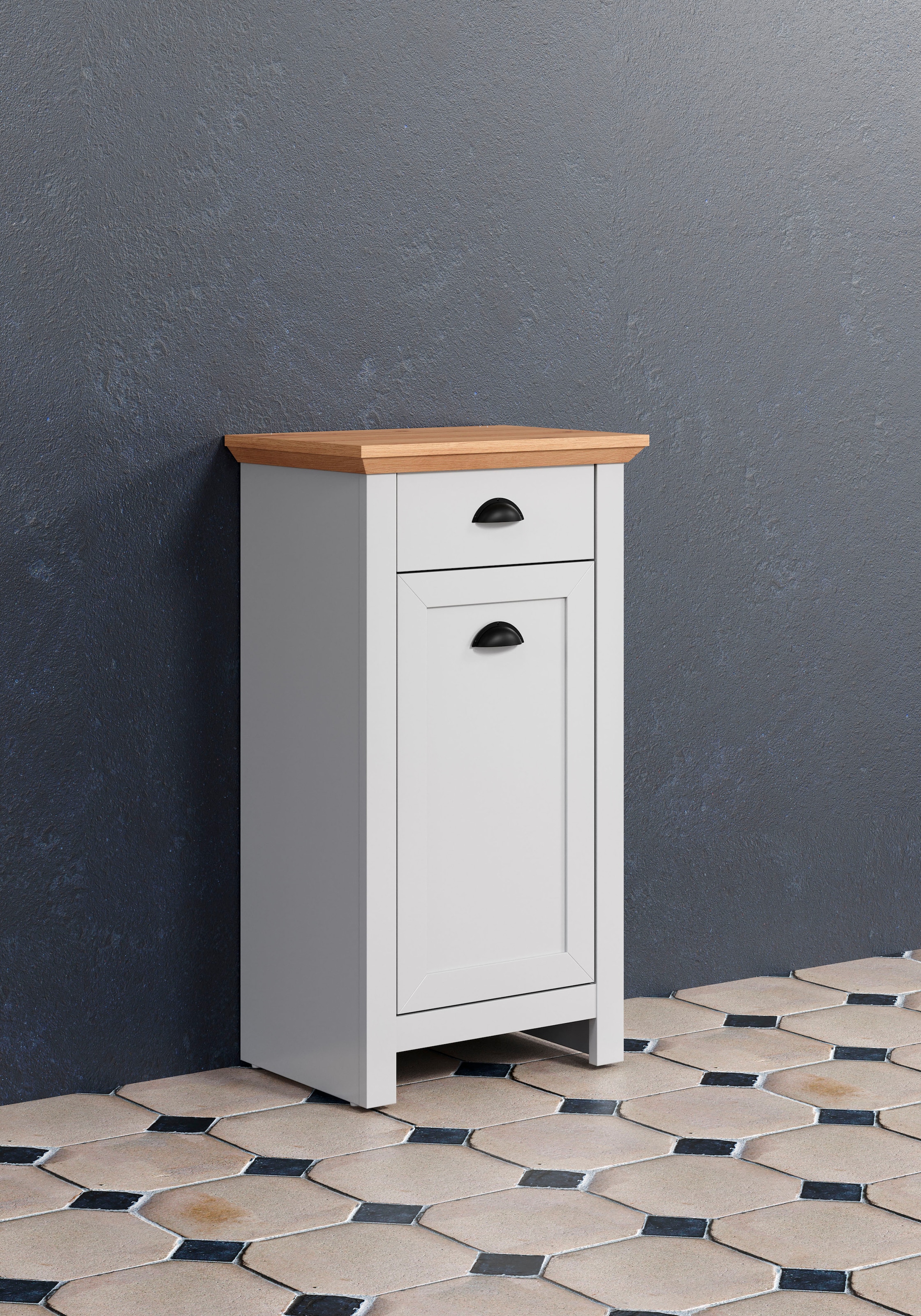 Home affaire Badkommode Unterschrank mit Muschelgriffen im Landhausstil - (B/T/H) 46/33/84 cm
