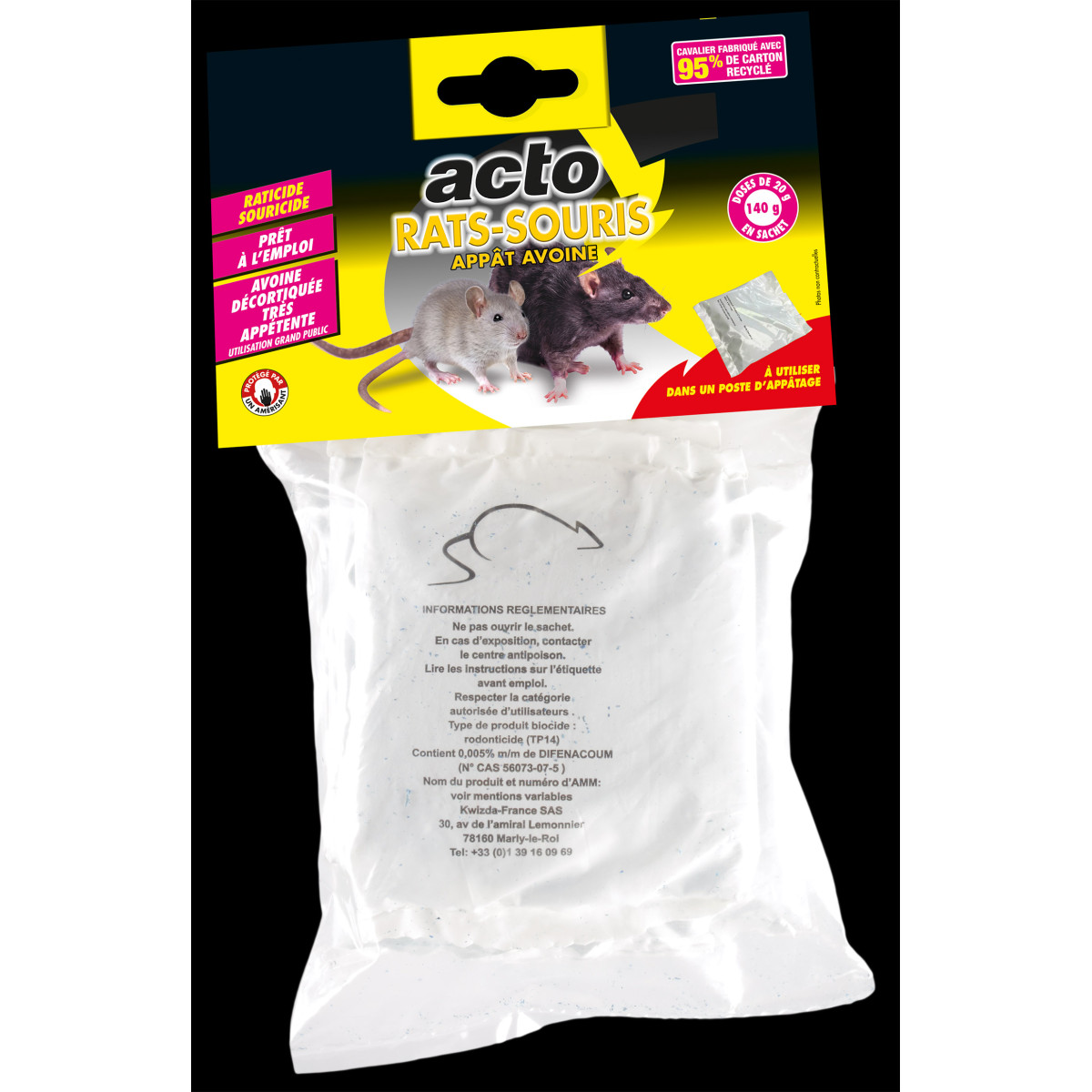 Acto rats-souris appât avoine - 7 sachets de 20 grs