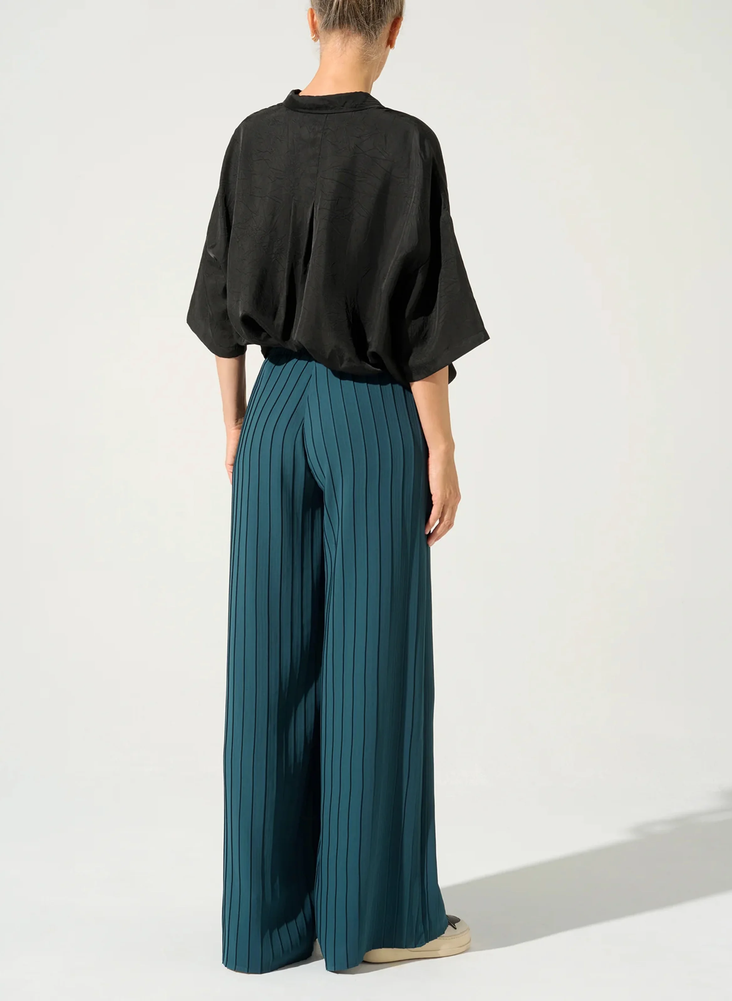 Pantalon large plissé | Bleu