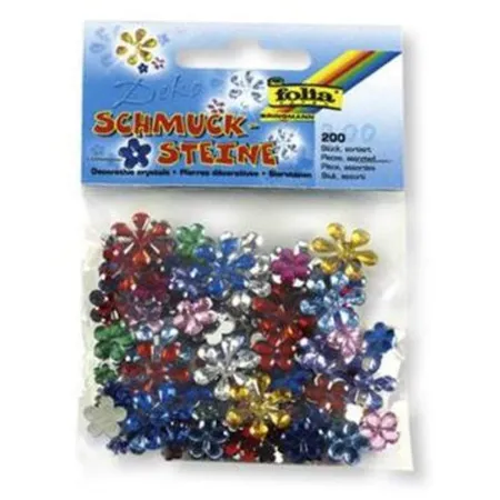 Folia Schmucksteine Blumen bunt, 200 Stück