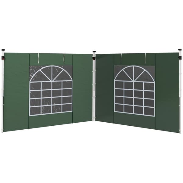 Sett med 2 sidepaneler for paviljong 3x3/3x6 m, sidevegg med vindu og borrelås, vanntette sidevegger i Oxford-stoff, som vindbeskyttelse og privatskje