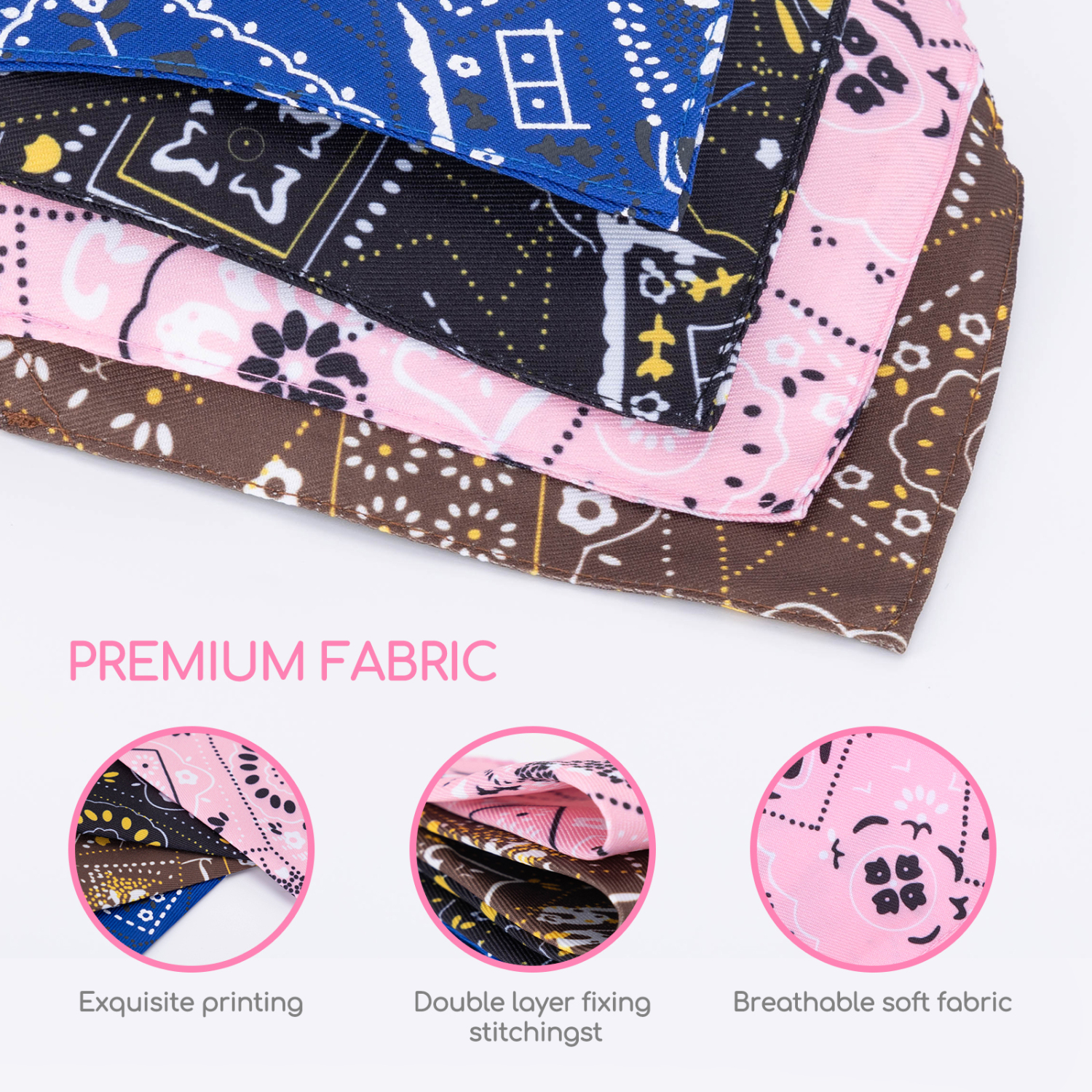 Nobleza - Conjunto de 8 Bandanas Triangulares para Cães e Gatos, Ajustáveis e Laváveis.