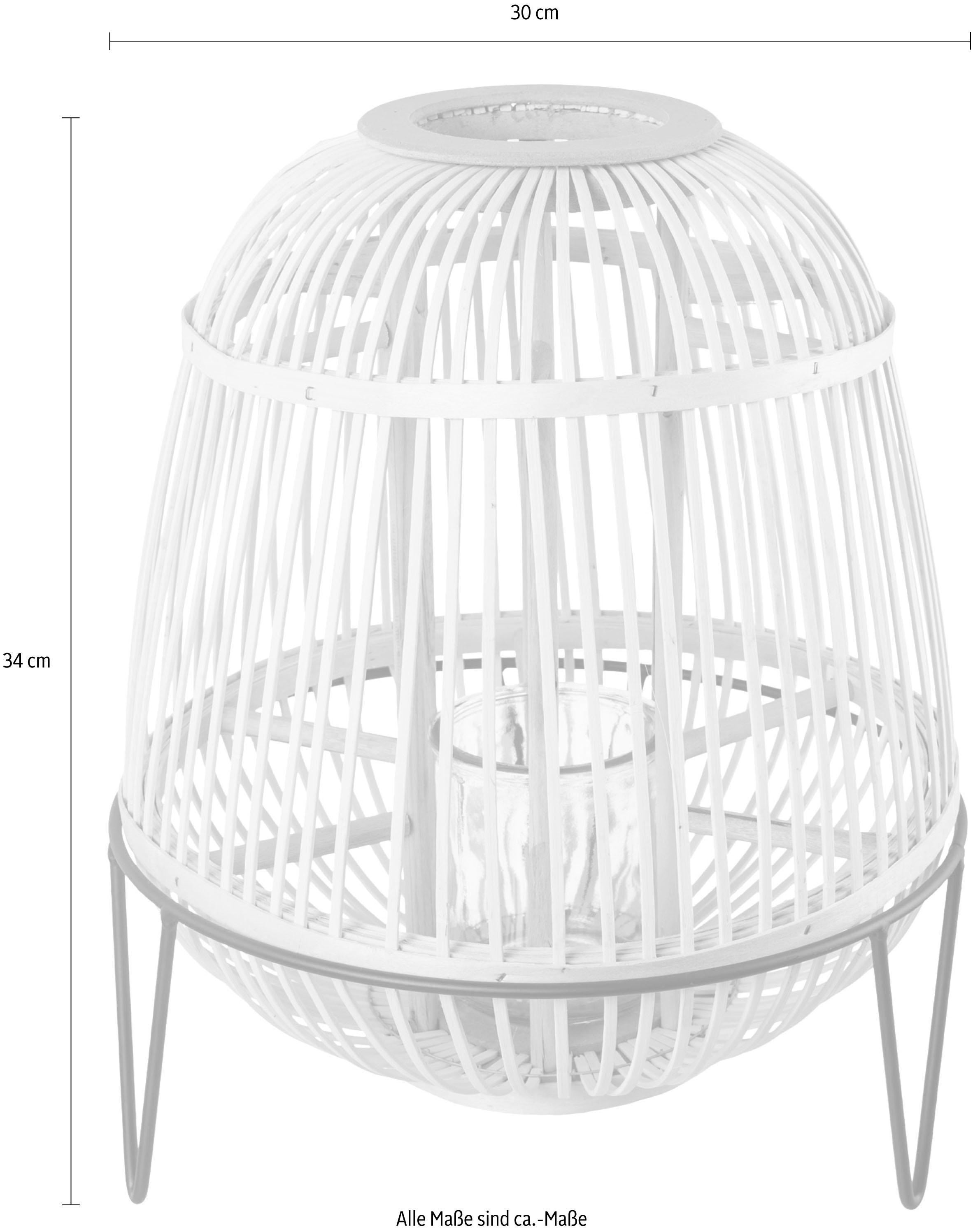 andas Windlicht »TROMSO« aus Bambus, mit Glaseinsatz, mit Metallfüssen, Höhe ca. 34 cm