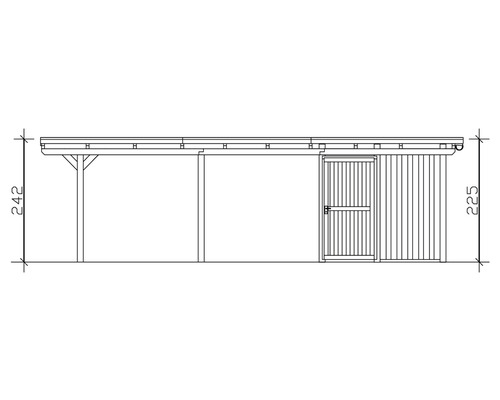 Enkele carport SKAN HOLZ Emsland incl. berging, paalankers 404 x 846 cm leisteen