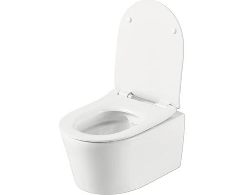 Jungborn wandclosetset ONE48, randloos, verkort, glanzend wit, met toiletzitting en softclose-mechanisme