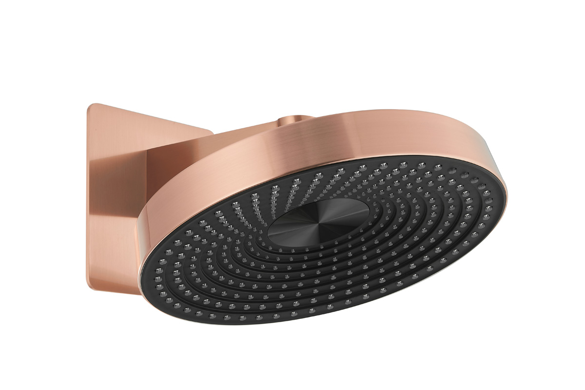 Saniclear Evolution hoofddouche 30cm met wandbevestiging geborsteld koper