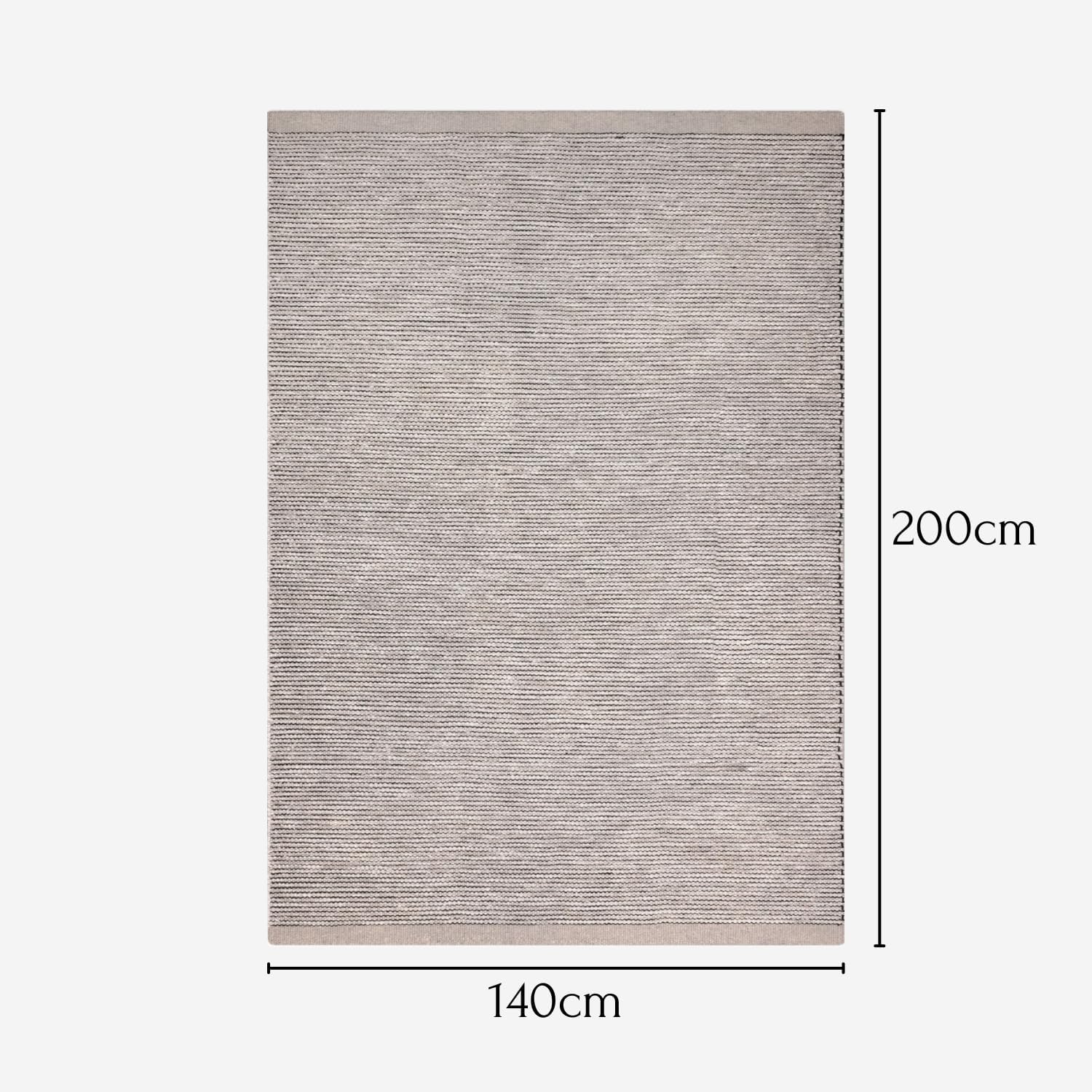 handgewebter Teppich 140x200 cm aus Wolle | weicher Woll-Teppich Wohnzimmer | handgemachter Wollteppich | flach gewebter Wohnzimmerteppich | Wendeteppich aus Naturfaser | beige Creme grau