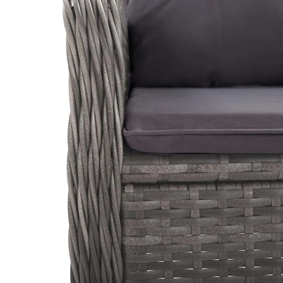 vidaXL - Verstelbaar Tuinset met grijs kussens - Poly rattan en glas - 5 stuks