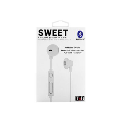 T'nB SWEET - Kit main libre - Ecouteurs filaire avec micro - intra-auriculaire - balnc