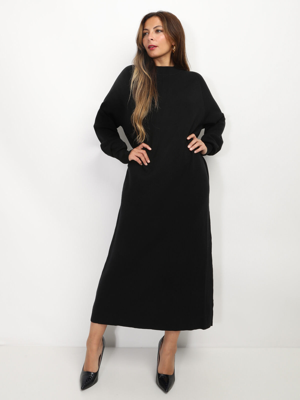 Robe pull longue et ample- Noir