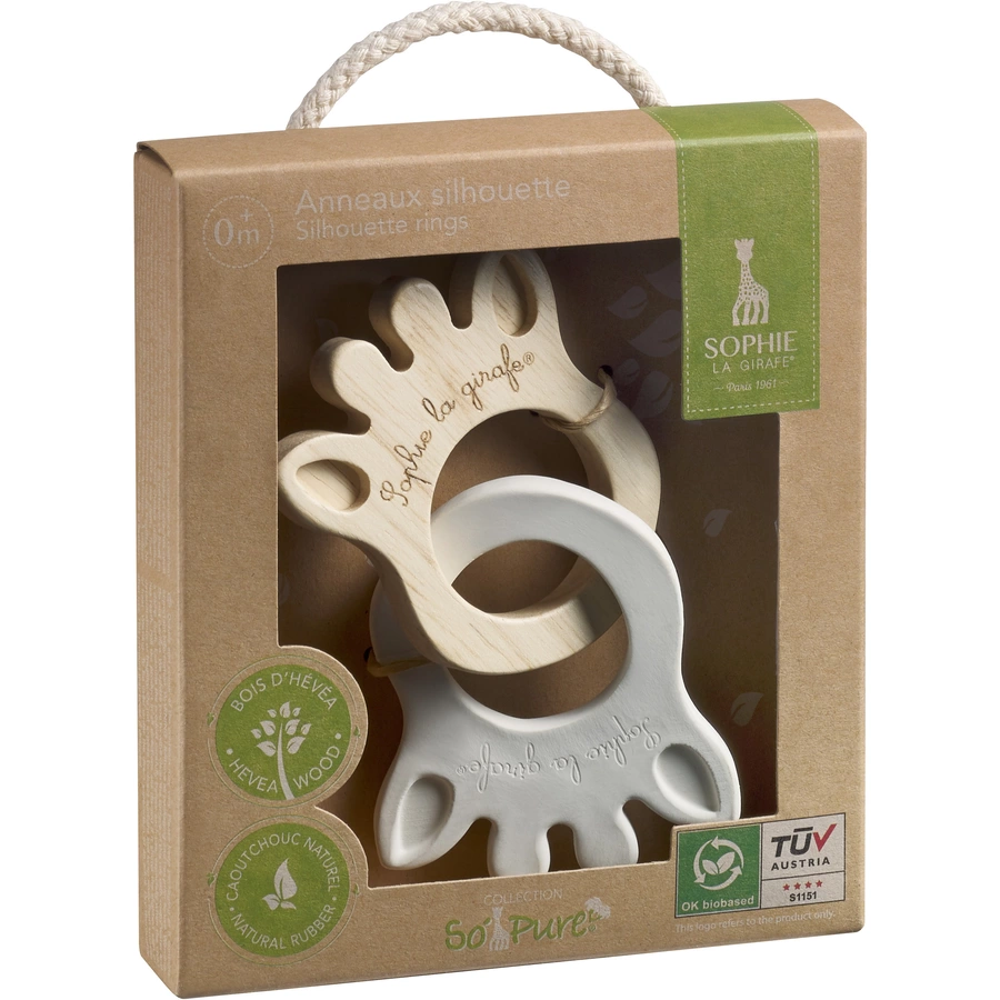 VULLI Sophie la girafe® So'Pure Greifling Silhouette Naturkautschuk + Kautschukbaumholz