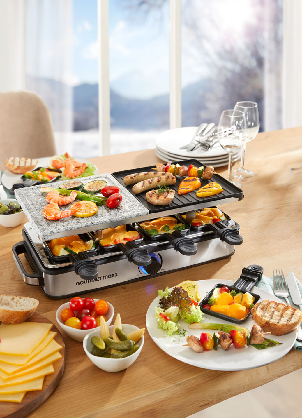 Raclette mit Naturstein-Grillplatte