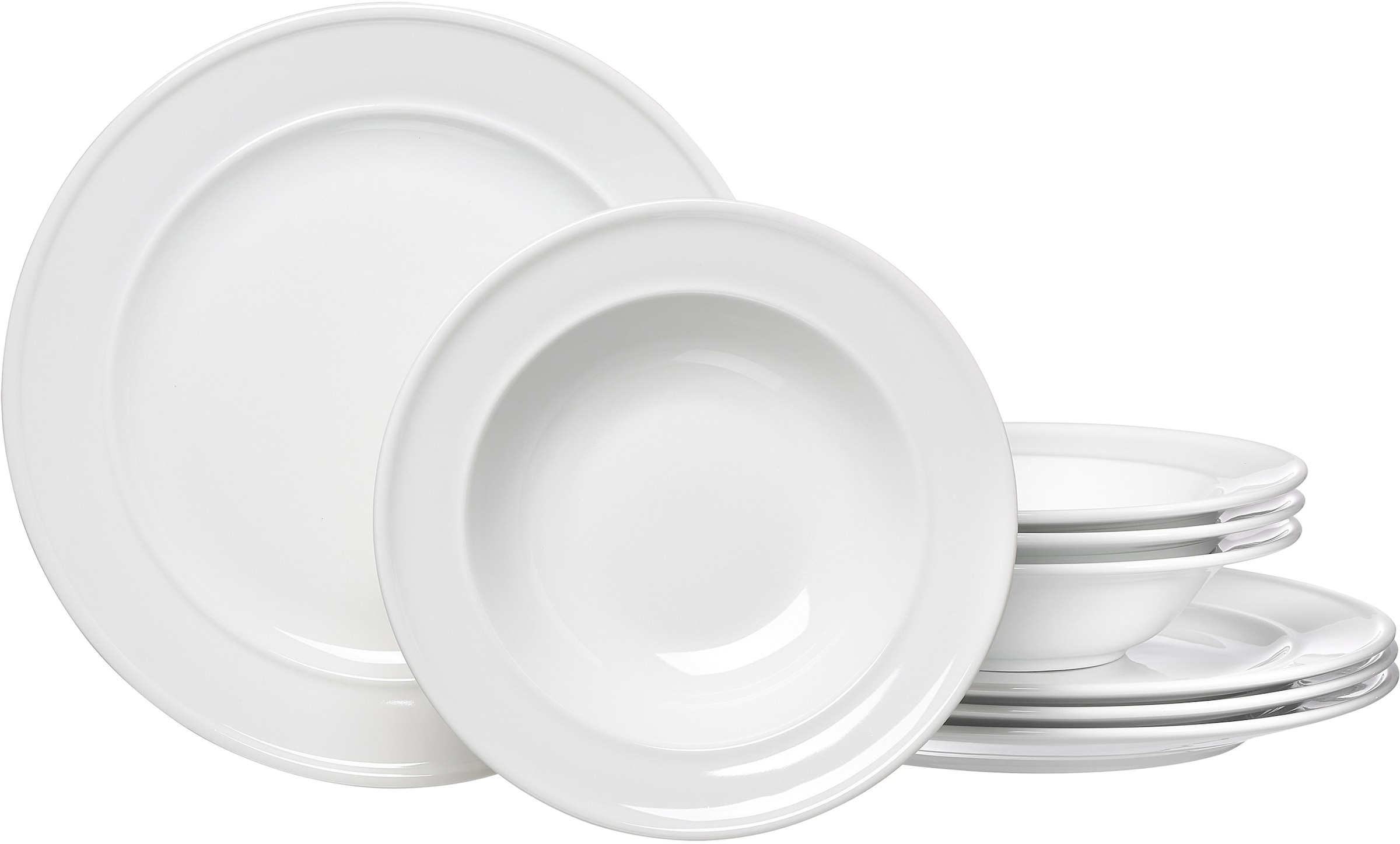 Ritzenhoff & Breker Tafelservice »Teller Set, Geschirr-Set Simple« Geschirr, weiss, Relief-Rand, 8 Teile, für 4 Personen
