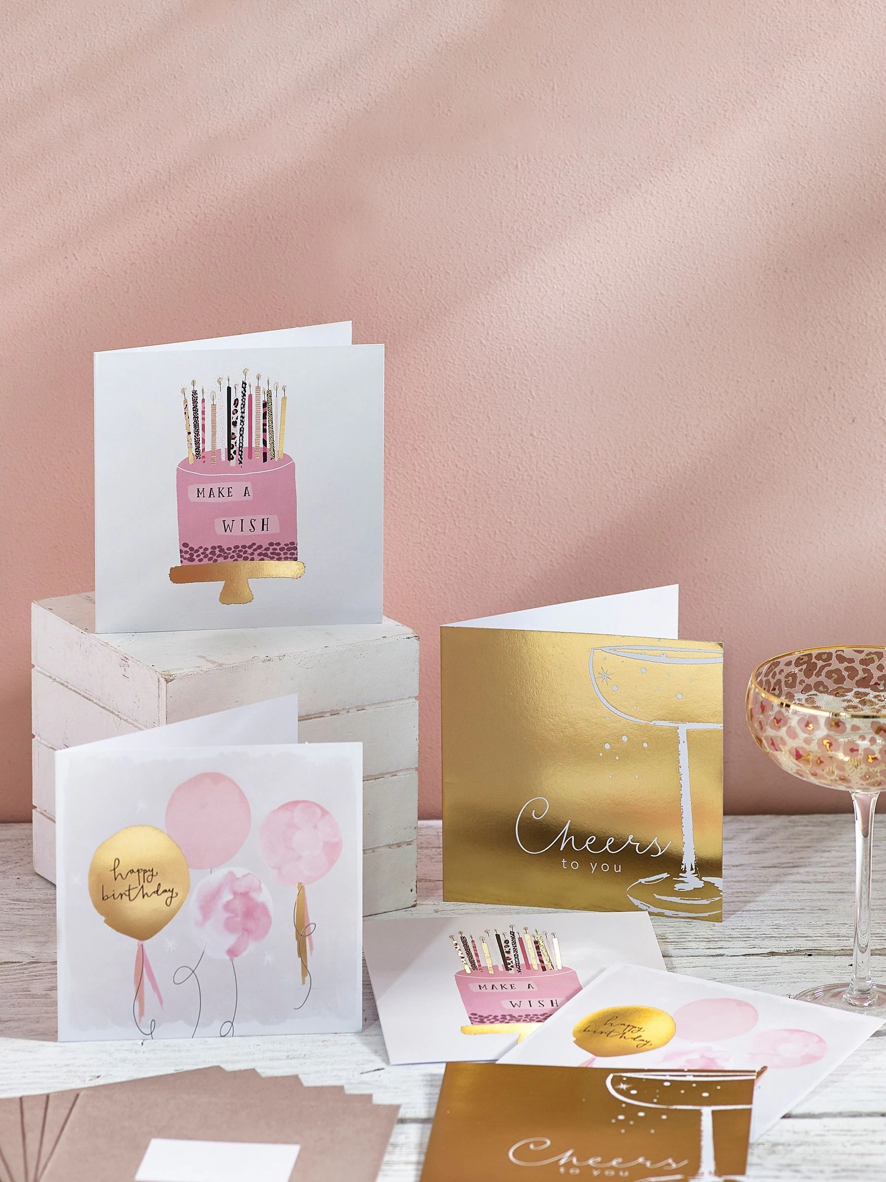 Set van 6 chique verjaardagskaarten