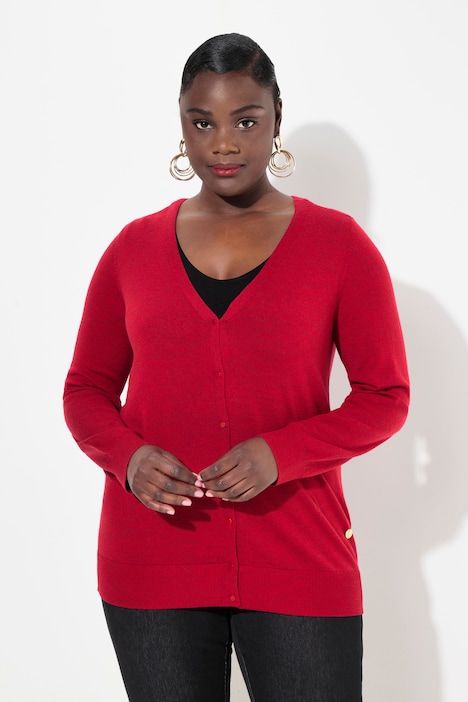 Strickjacke, edle Merinowolle, V-Ausschnitt, Knopfleiste