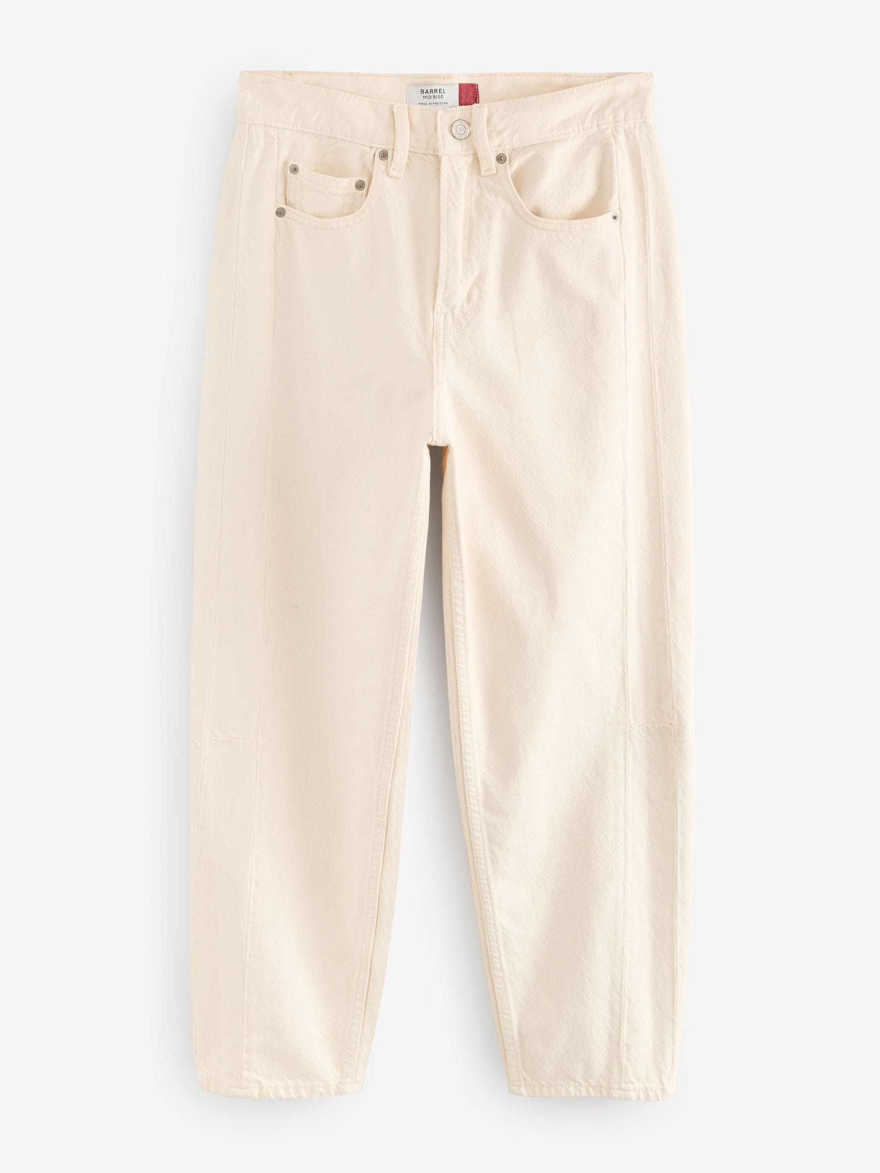 Ecru - 100% katoenen boogvormige barrel jeans