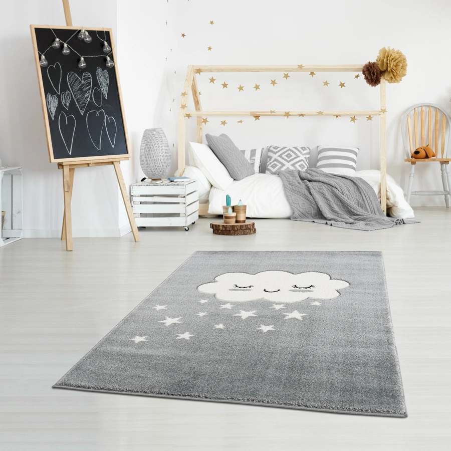 LIVONE Kinderteppich Kids love Rugs WOLKE silbergrauweiss