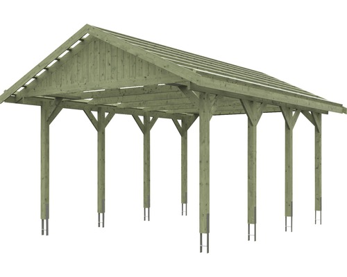 Enkele carport SKAN HOLZ Wallgau incl. daklatten en H-paalankers 430 x 600 cm geïmpregneerd