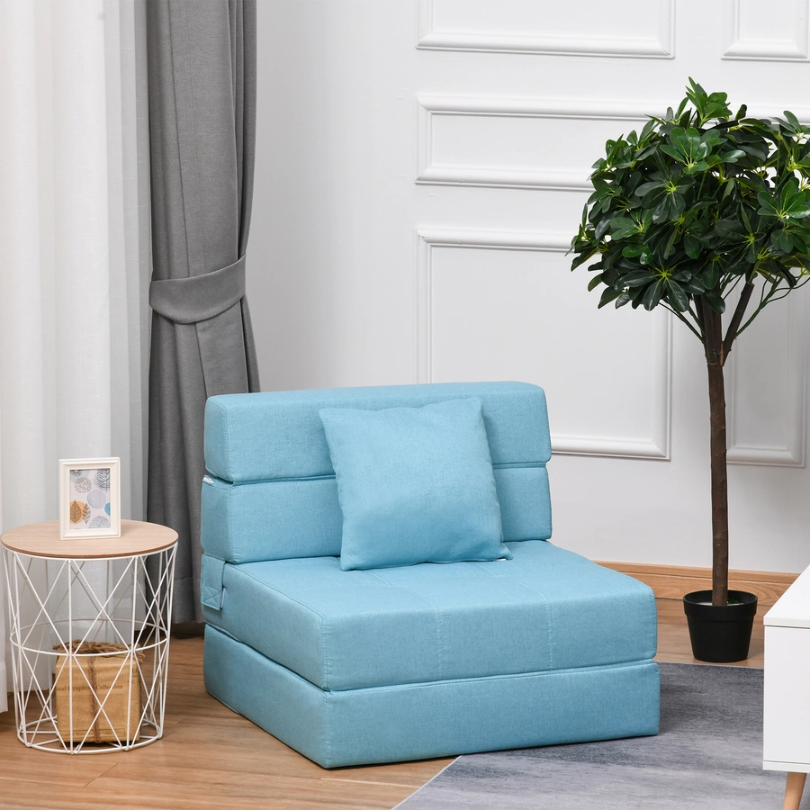 HOMCOM Schlafsessel mit waschbarem Kissen blau