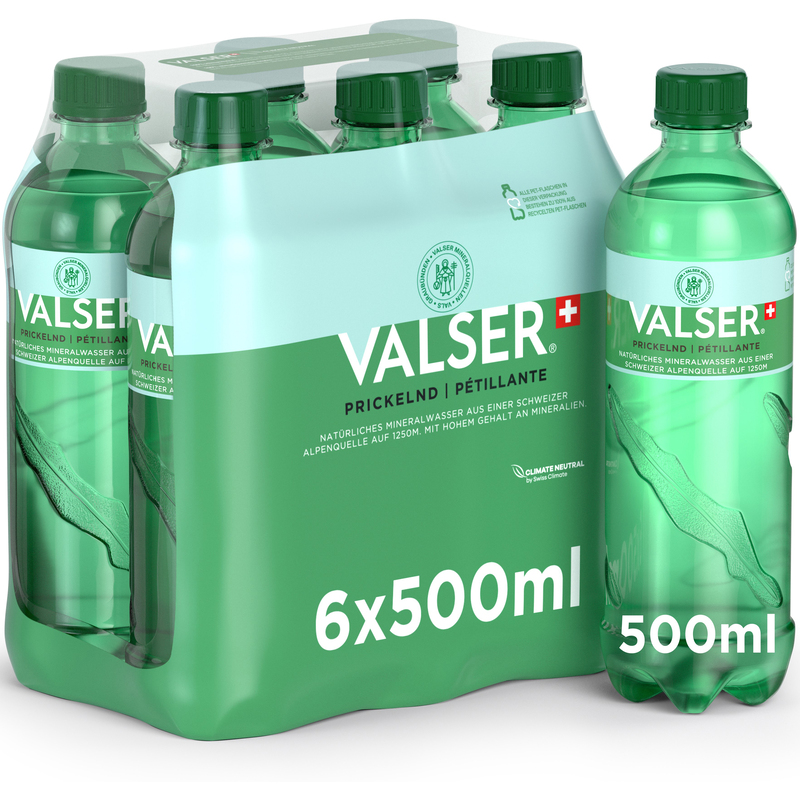 Valser Wasser, mit Kohlensäure, 50 cl, 6 Stück