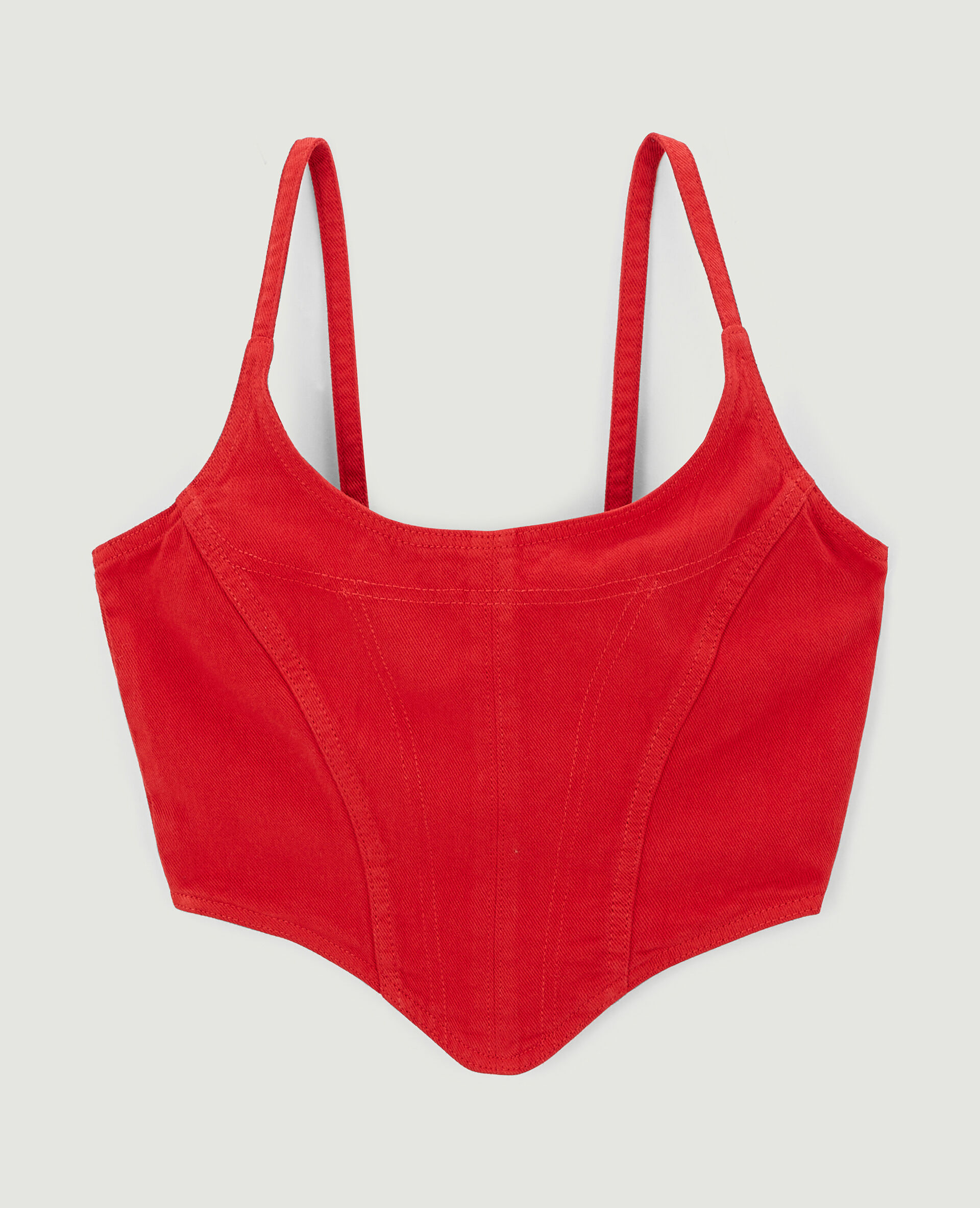 Top brassière en jean - Rouge