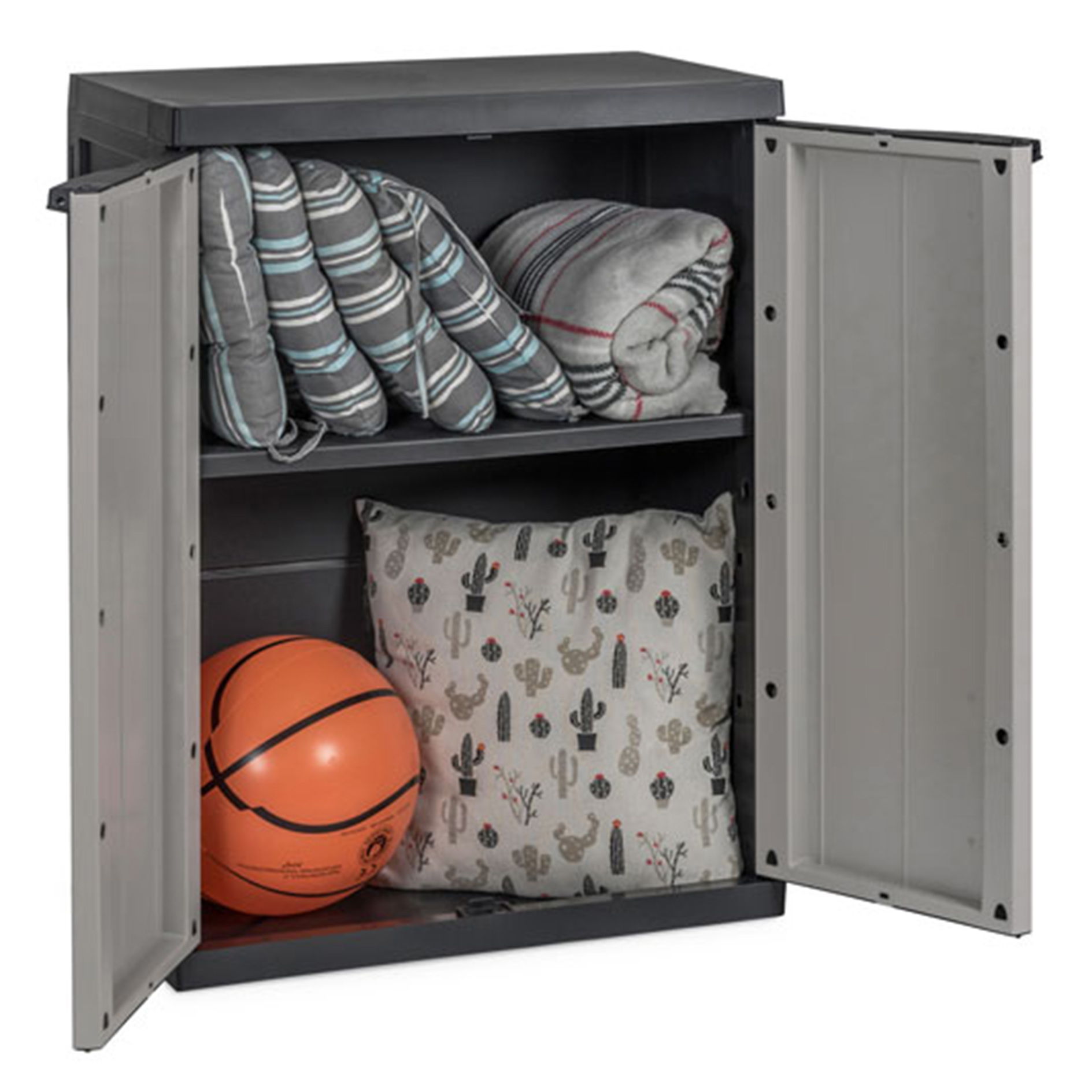 Universal-Beistellschrank - grau-schwarz - 85 cm hoch