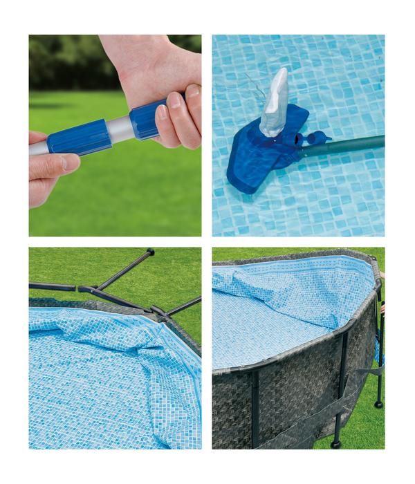 Summer Waves Frame Pool Rattan, grau