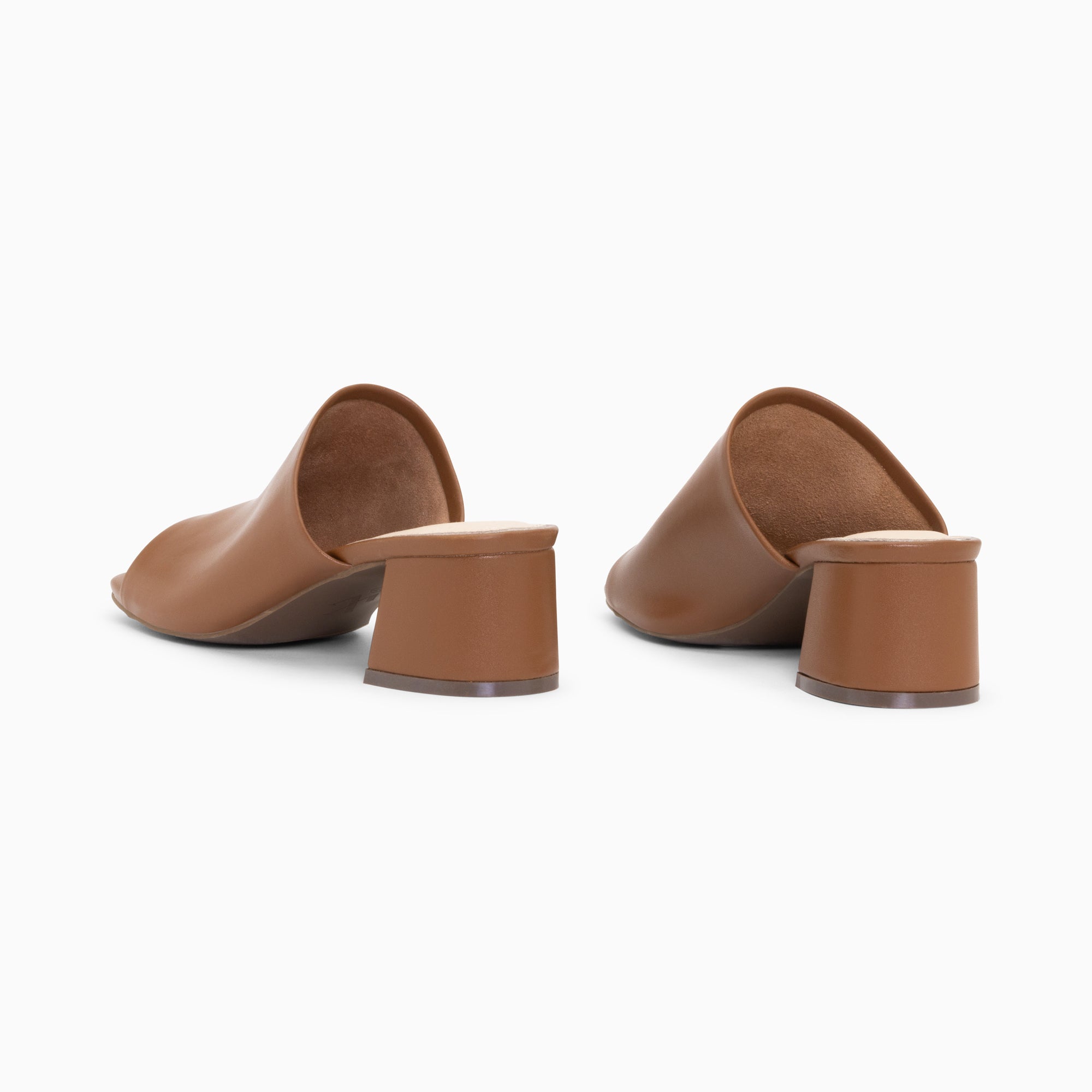Sandales à talon, Compensées-Mules peep-toe Helène camel à talon
