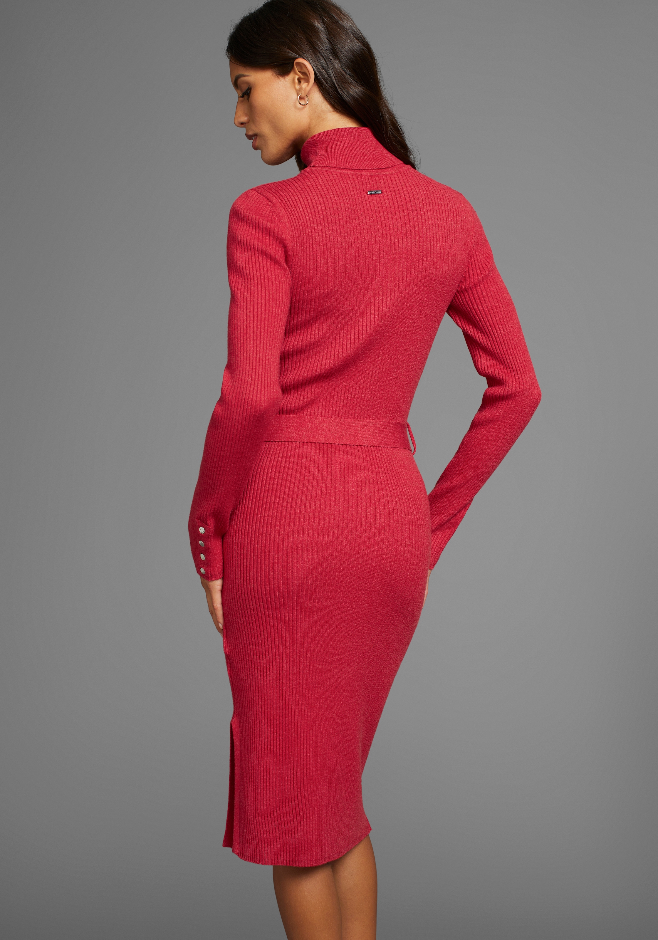 Laura Scott Strickkleid mit Rollkragen und Bindegürtel