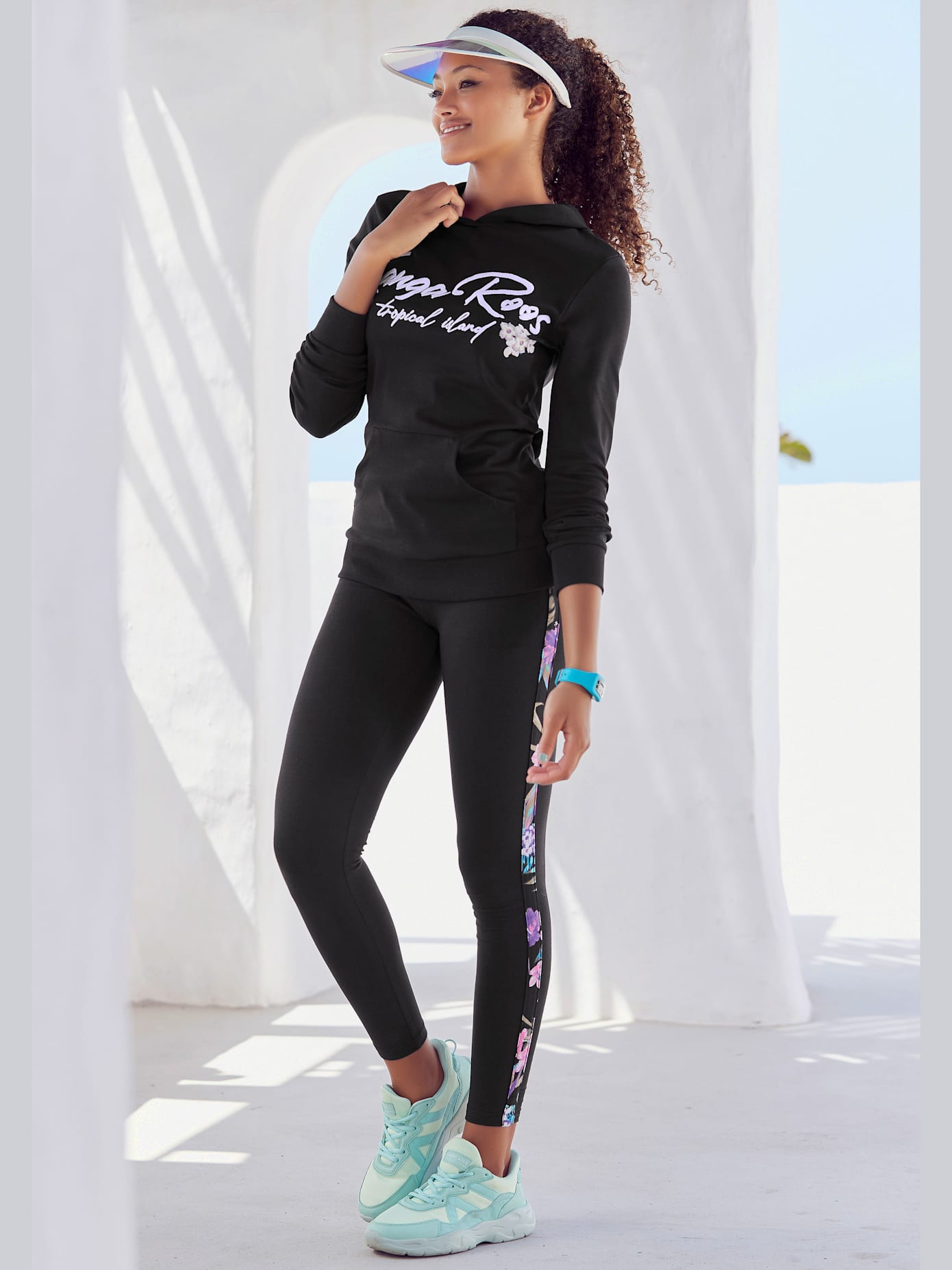 Sweatshirt à capuche sweatshirt basique avec broderie et imprimé floral