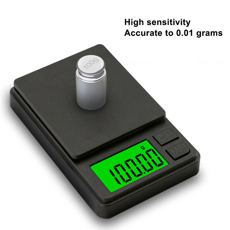 (88x56mm) Digitale Mini Küchen Feinwaage Präzisions Taschen Waage mit LCD Display (Batteriebetrieben) - Schwarz
